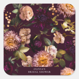 Mörk och dyster romantisk burgunderröd bröllopsfes fyrkantigt klistermärke