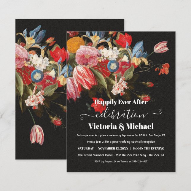 Mörk och dyster stilleben floral postbröllop OSA kort (Fram/baksida)