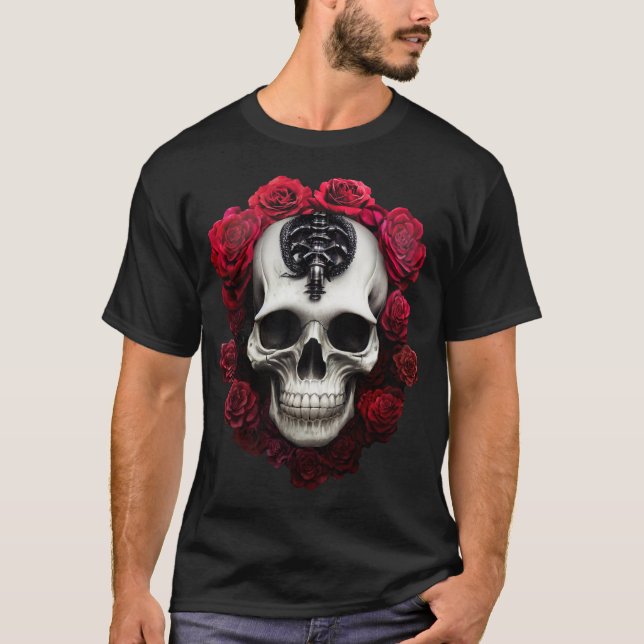 Mörk och Gothic Skull och Ro T-Shirt (Framsida)