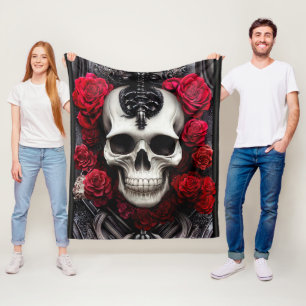 Mörk och gotiic Skull och Ro Murial Fleecefilt
