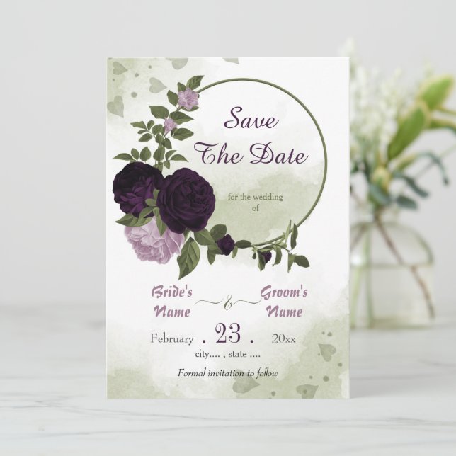 mörk och lätt lila blommor grå andedräkt spara datumet (Stående Fram)