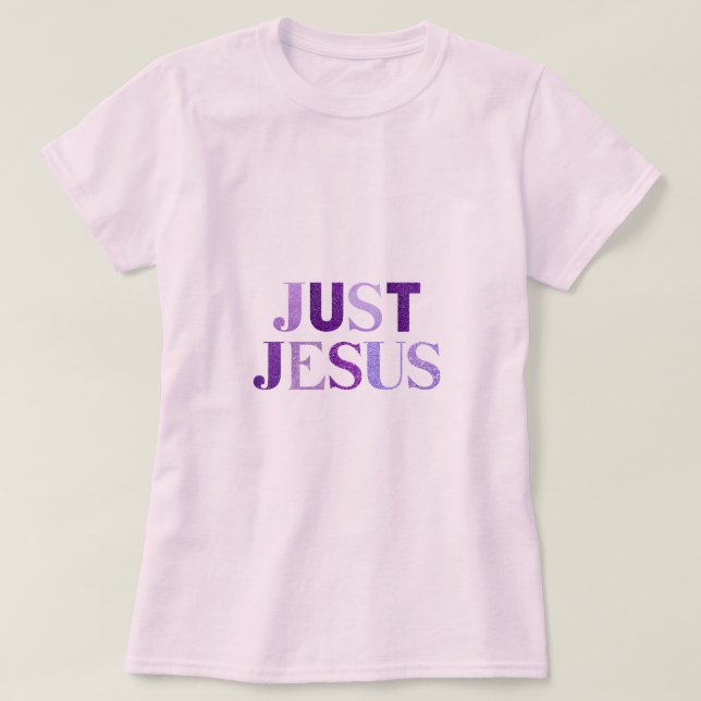 Mörk och lätt Lila Shades Glitter "Jesus" Namn T Shirt (Design framsida)
