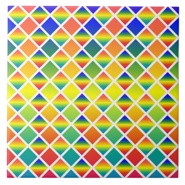 Mörk och LIght Rainbows (Diamond Checkered) Kakelplatta (Framsidan)