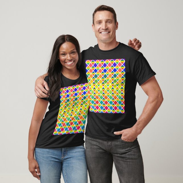 Mörk och LIght Rainbows (Diamond Checkered) T Shirt (Unisex)