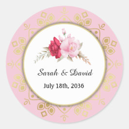 Mörk och Ljusa rosa Ro-kuvert för Guld Ring Runt Klistermärke