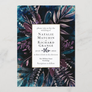 Mörk och Moody bröllopsinbjudan Blå Inbjudningar