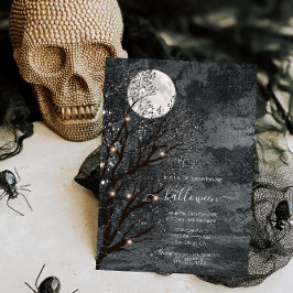 Mörk och Moody Full Moon Halloween Träd Inbjudningar