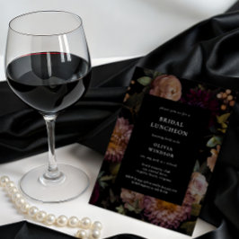 Mörk och Moody Gothic Black Blommigt Möhippa Lunch Inbjudningar