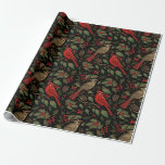 Mörk och Moody julkardinaler Presentpapper<br><div class="desc">Fira helgdagarna med den här klassiska och moody juldesignen. Denna julklapp som täcker pappra helgdag är mörk och moody färg med kardinalfåglar,  löv och klåda mot svart bakgrund. Ändra färgen i bakgrunden och anpassa den efter dina behov.</div>
