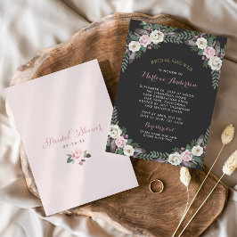 Mörk och Moody Ro Rosa Blommigt Boho Möhippa Inbjudningar