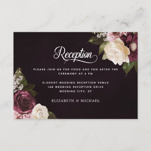 Mörk och stämningsfull blomsterprakt på bröllopsfe tilläggskort