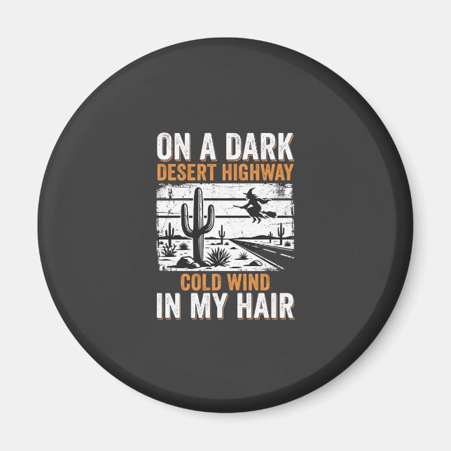 Mörk ökenmotorväg Kaktus Solnedgång Design_1 Magnet (Framsidan)