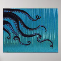 Mörk Oktopus Tentacles Poster akrylmålning
