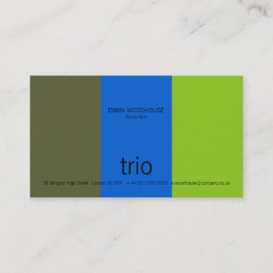 Mörk oliv för Trio, ljusa blått & grönt Visitkort