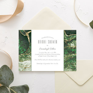 Mörk Oliv grönt Emerald Gemstone Möhippa Inbjudningar