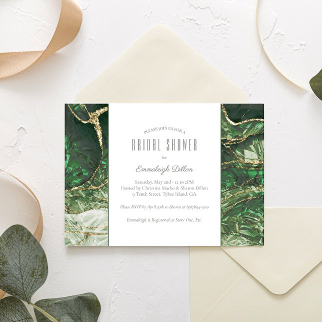 Mörk Oliv grönt Emerald Gemstone Möhippa Inbjudningar (Skapare uppladdad)