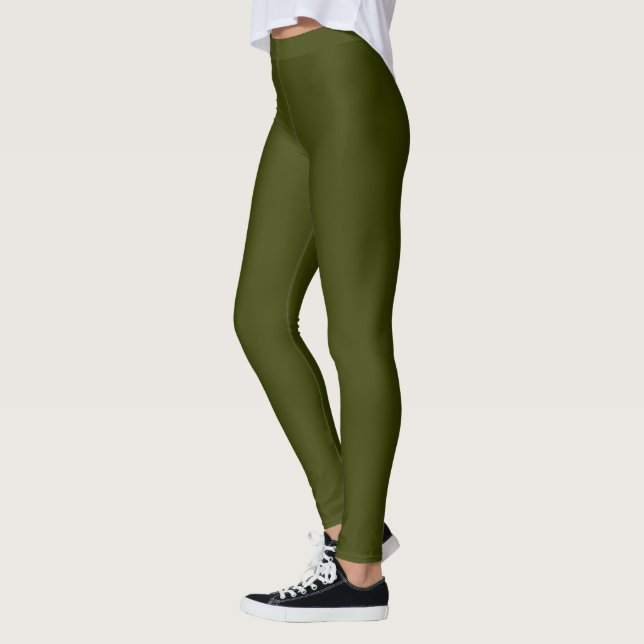 Mörk oliv grönt färg i fast form leggings (Vänster)