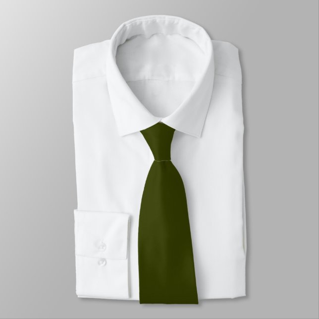 Mörk oliv grönt färg i fast form slips (Bunden)