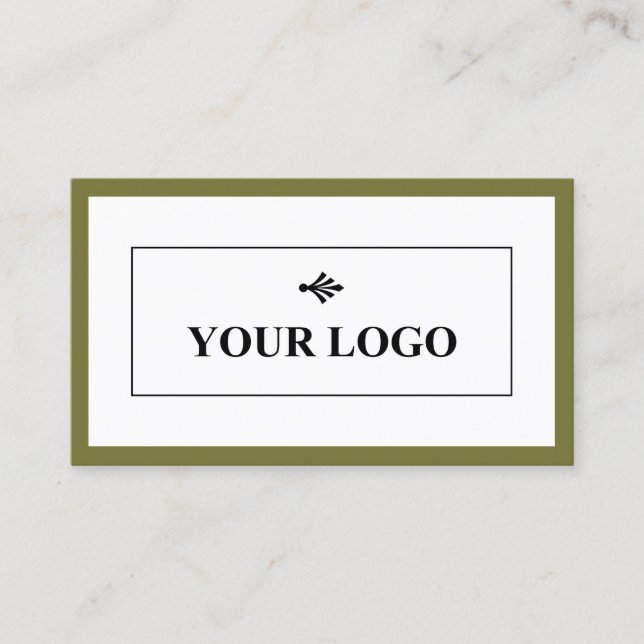 Mörk Oliv grönt Gräns Din Logotyp minimalistisk Visitkort (Framsida)