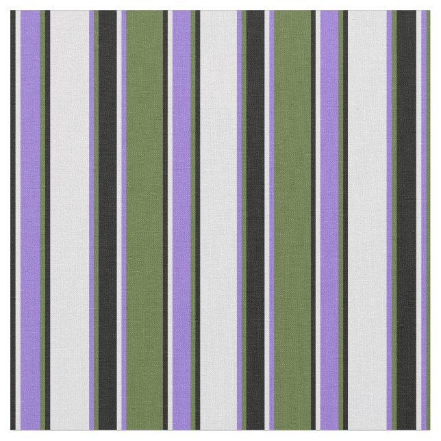 Mörk Oliv grönt, Lila, Lavender & Black Rand Tyg (Närbild)