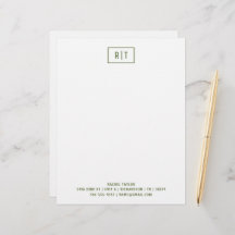 Mörk Oliv grönt Modern Monogram enkel