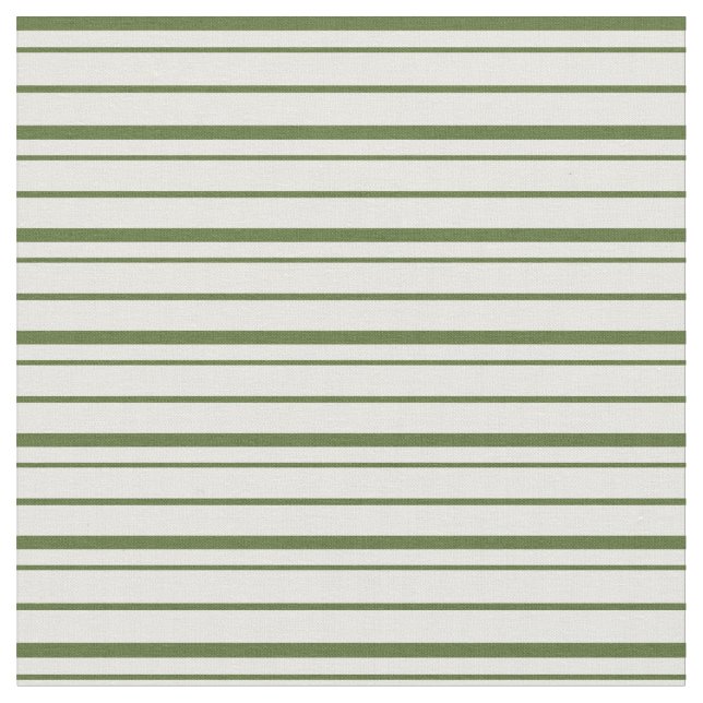 Mörk Oliv grönt & vit Färgad Rand Tyg (Närbild)