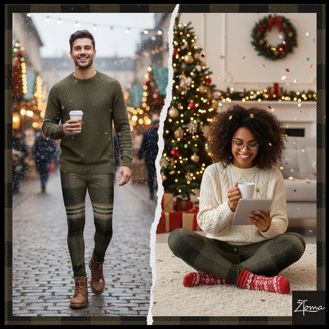 Mörk Oliv Svart Dämpad Flanell Karo Leggings (Skapare uppladdad)