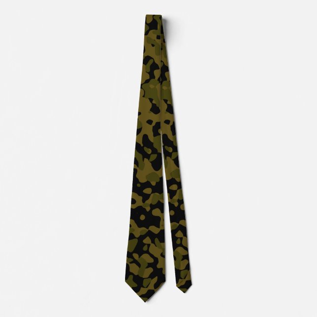 Mörk Olive, Black och Brown Camouflage Mönster Slips (Framsida)