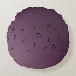 Mörk Ombre Musik noter Mauve Rund Kudde