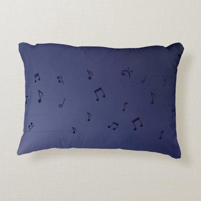 Mörk Ombre Musik noter Navy Prydnadskudde (Baksidan)