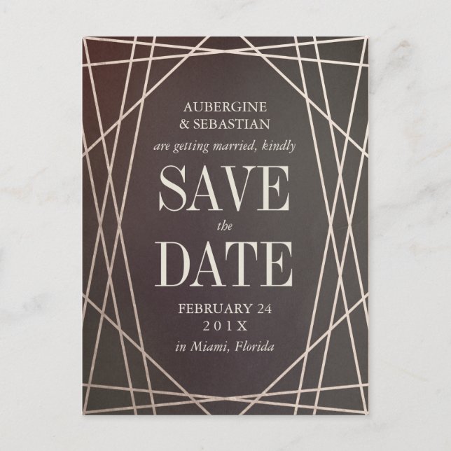 Mörk Opalsten Bröllop Spara datumet Meddelande Vykort (Framsida)