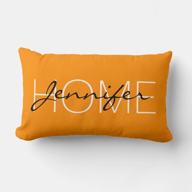 Mörk orange färg hemmonogram lumbarkudde (Framsida)