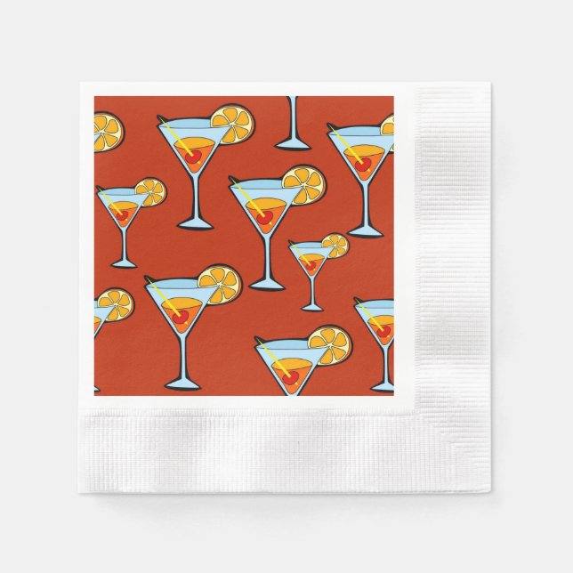 Mörk Orange Martini Cocktail Mönster Pappersservet Pappersservett (Framsidan)