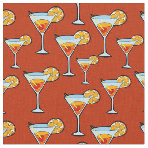 Mörk Orange Martini Cocktail Mönster Tyg