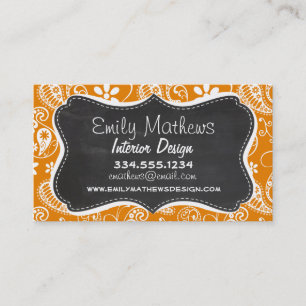 Mörk Orange Paisley; Vintage Chalkboard-utseende Visitkort