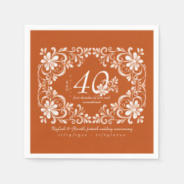 Mörk Orange Shabby Chic 40-årsjubileum Servett