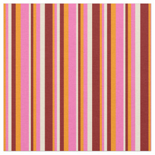 Mörk Orange, Shock rosa, Beige & Maroon Rand Tyg