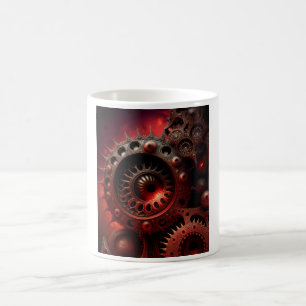 Mörk Orange Steampunk Mandelbrot Fraktal Kaffemugg