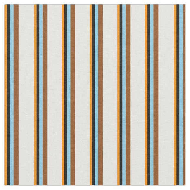 Mörk Orange, svart, Himlar Blue, Brown & Mint Crea Tyg (Närbild)