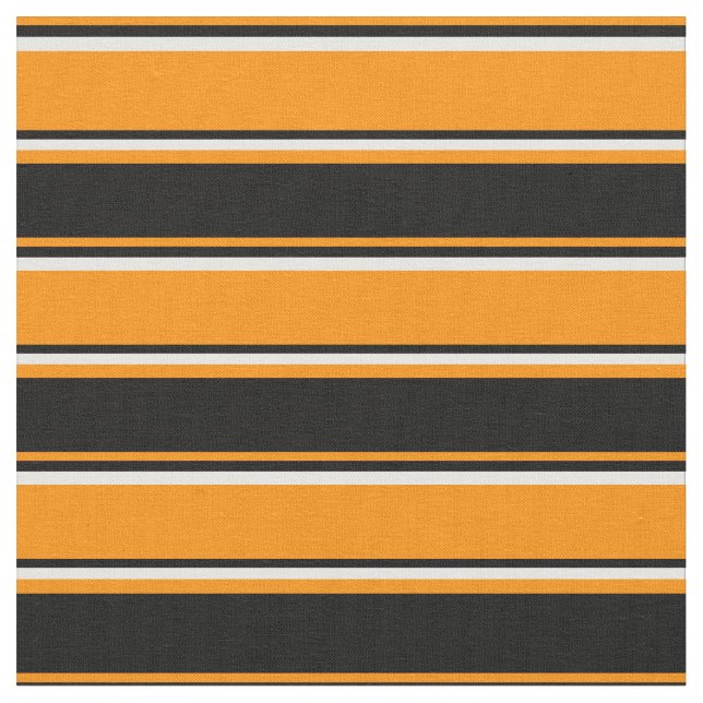 Mörk Orange, Svartvit och vit Färgad Rand Tyg (Närbild)