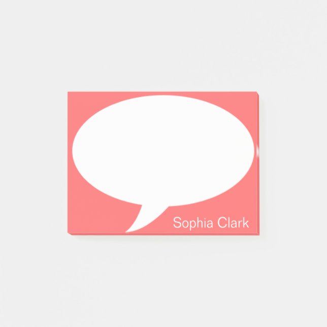 Mörk Orange Talk Bubble Round Personlig Post-it Block (Framsida)