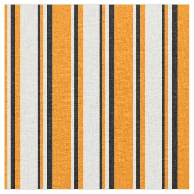 Mörk Orange, Vit och Svarta Rand Mönster Tyg (Närbild)
