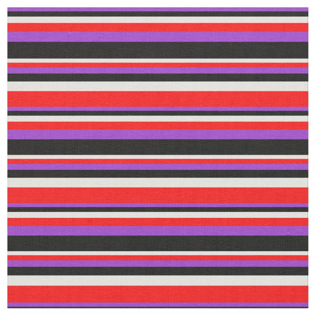 Mörk Orchid, Black, Light Cyan och Red Mönster Tyg (Närbild)