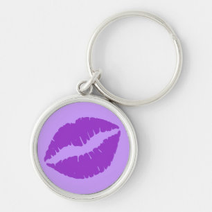 Mörk Orchid Lipstick Lila Rund Silverfärgad Nyckelring