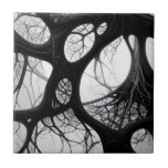Mörk Organic Roots Abstrakt Tile Kakelplatta<br><div class="desc">Ta med en liten bit mörk, organiskt mysterium i ditt hem med den här unika keramiska plattan. Den här designen har en fängslande abstrakt mönster av sammanflätade mörkar som liknar rötter eller grenar och skapar ett komplicerat, nästan webben-liknande nätverk mot en mjuk, lätt bakgrund. De detaljerade struktur och de komplexa...</div>