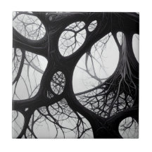 Mörk Organic Roots Abstrakt Tile