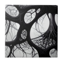 Mörk Organic Roots Abstrakt Tile Kakelplatta