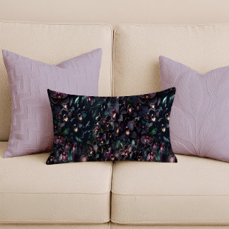 Mörk Orkidé Maximalistisk Gotisk Blommig Ländkudde Lumbarkudde