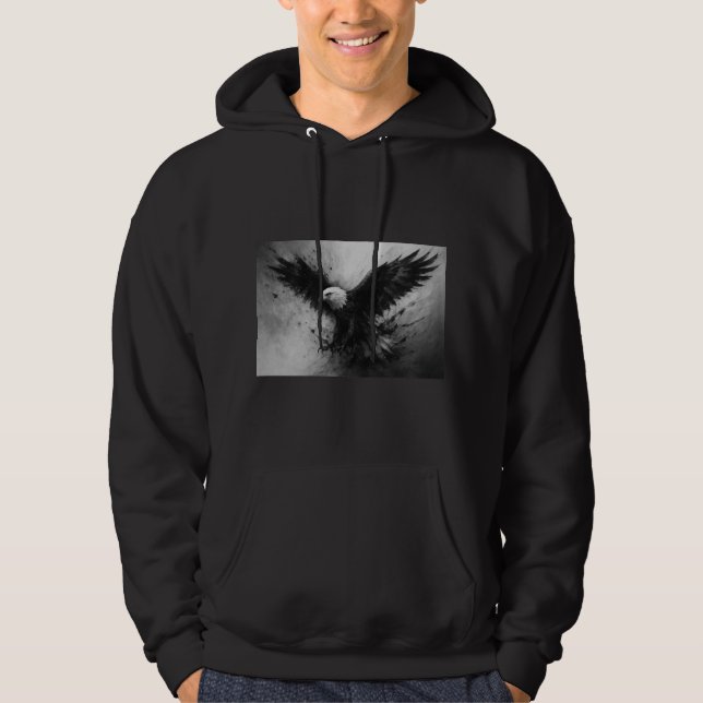 Mörk Örn Grafisk Hoodie (Framsida)