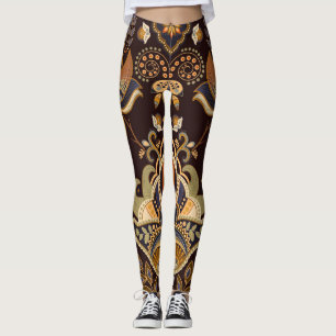 Mörk Paisley: Blommigt indisk sömlös. Leggings